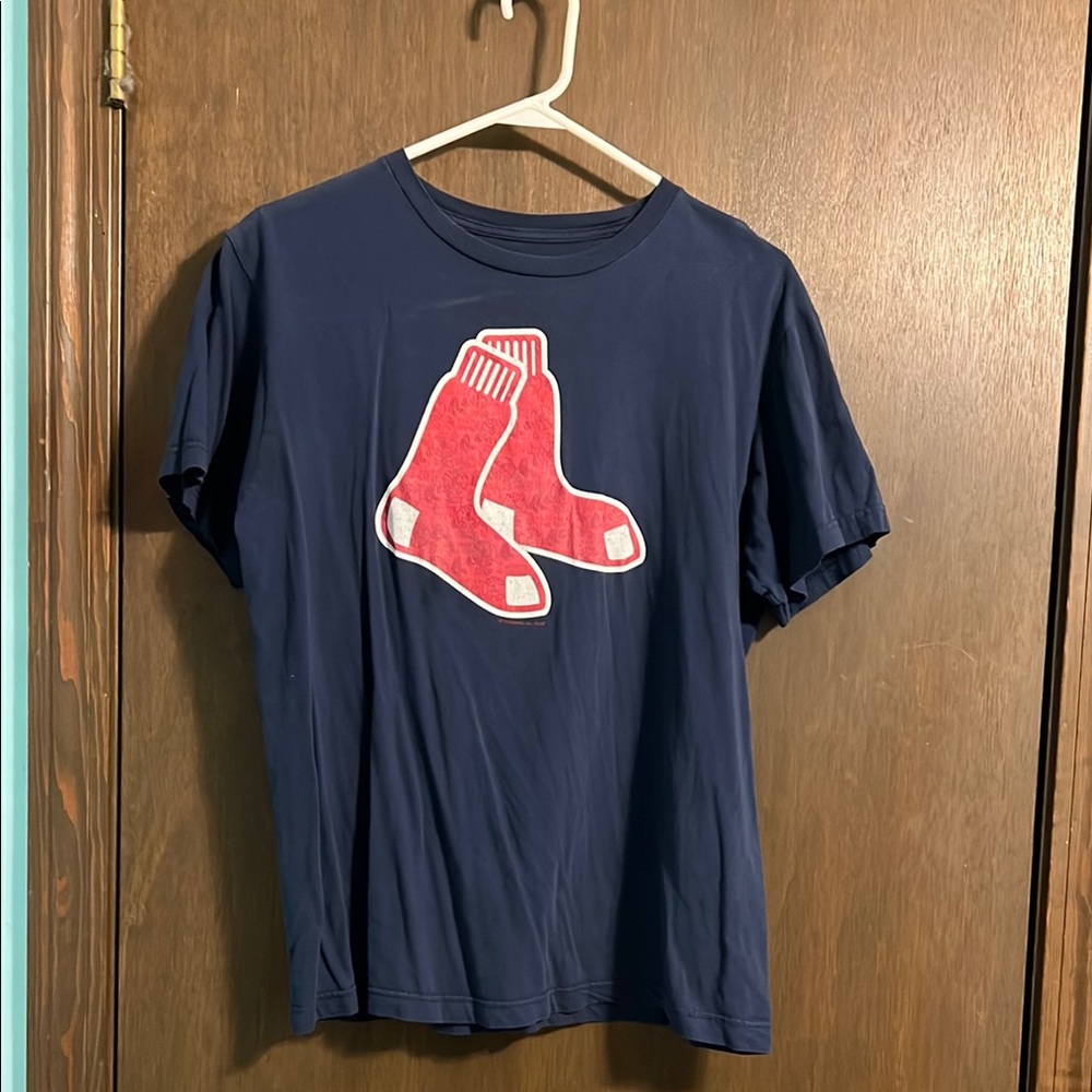 Navy T-Shirt with Red Socks